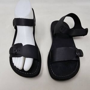 JERUSALEM SANDALS THE ORIGINAL JESUS BLACK LEATHER STRAPPY BUCKLE WOMENS US 6